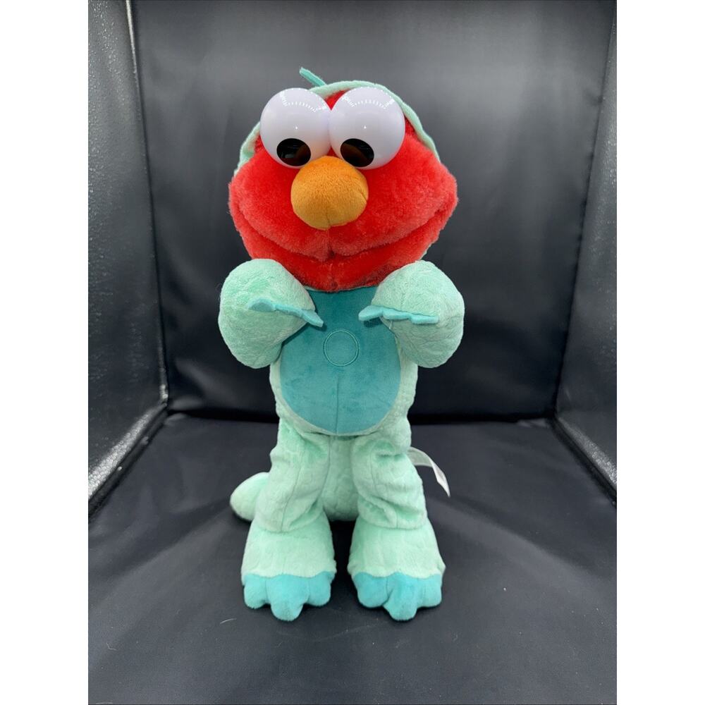 Sesame Street 13 Inch Elmo Dino Stomp Dancing Plush Toy Working.